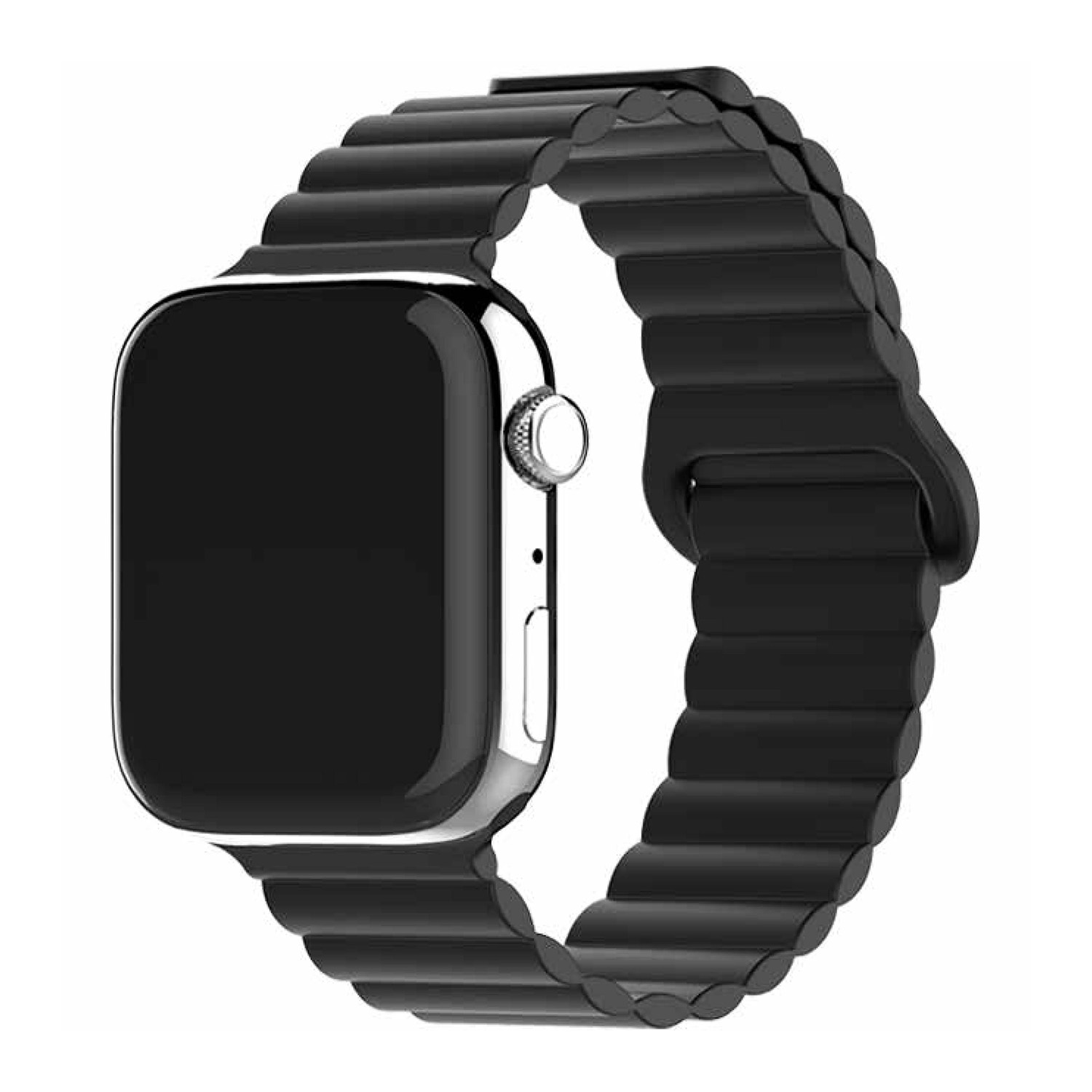 AppleWatch49/45/44/42mm用シリコンマグネットバンド ブラック