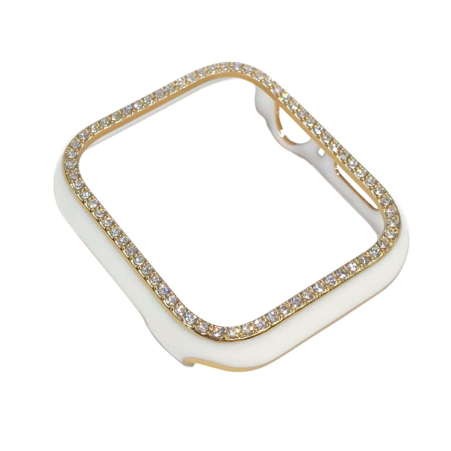 AppleWatch46mm用側面保護光沢ケース ホワイトストーン