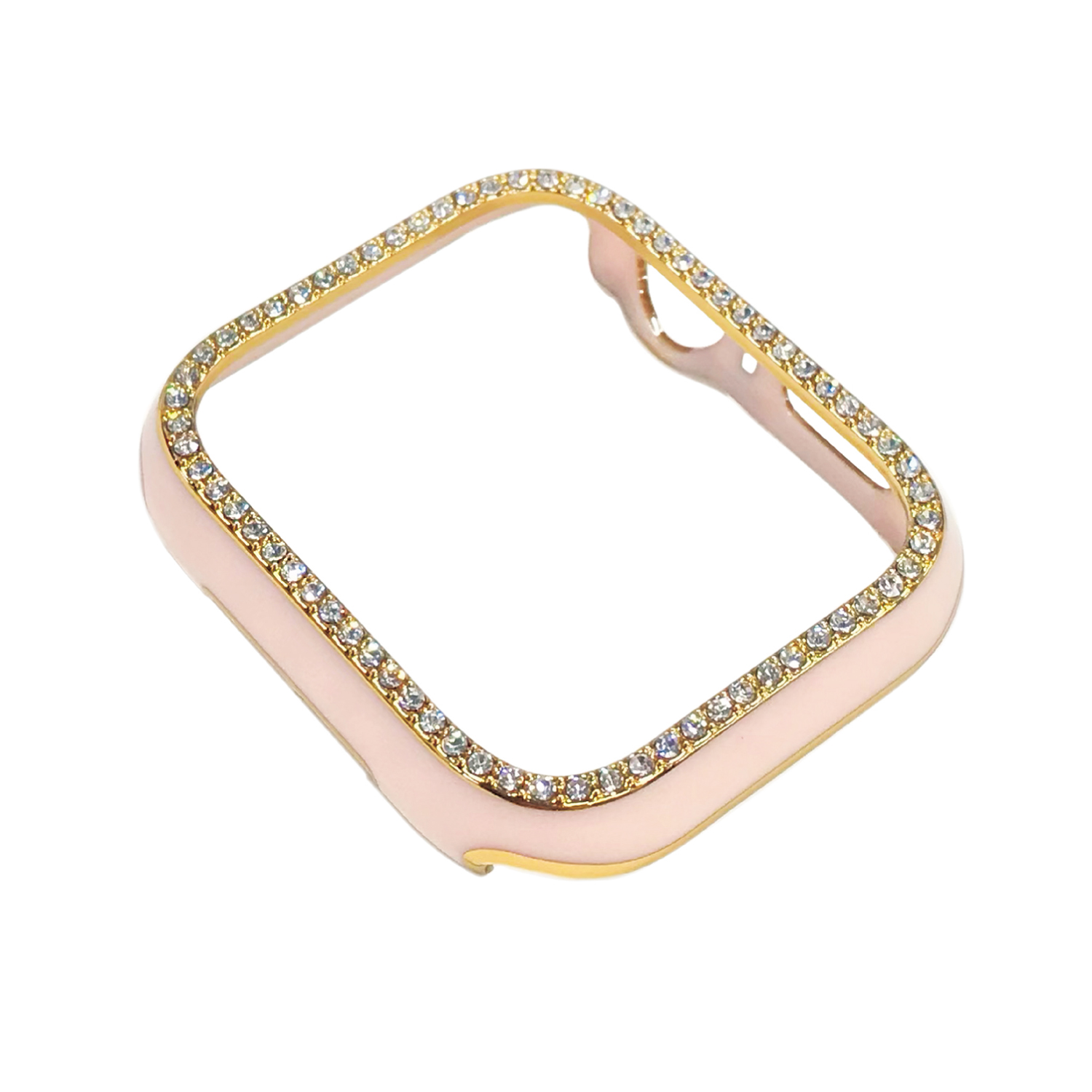 AppleWatch46mm用側面保護メタリックケース ピンクゴールドストーン