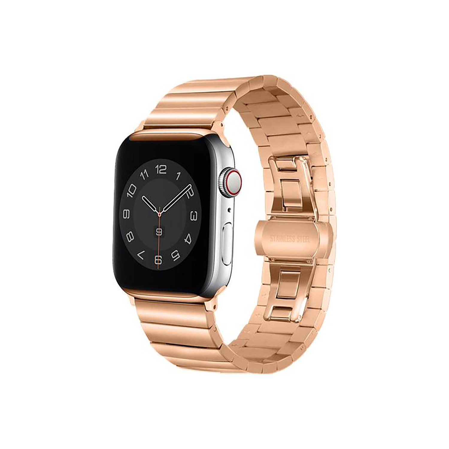 AppleWatch49/45/44/42mm用ベローズステンレスバンド ローズゴールド