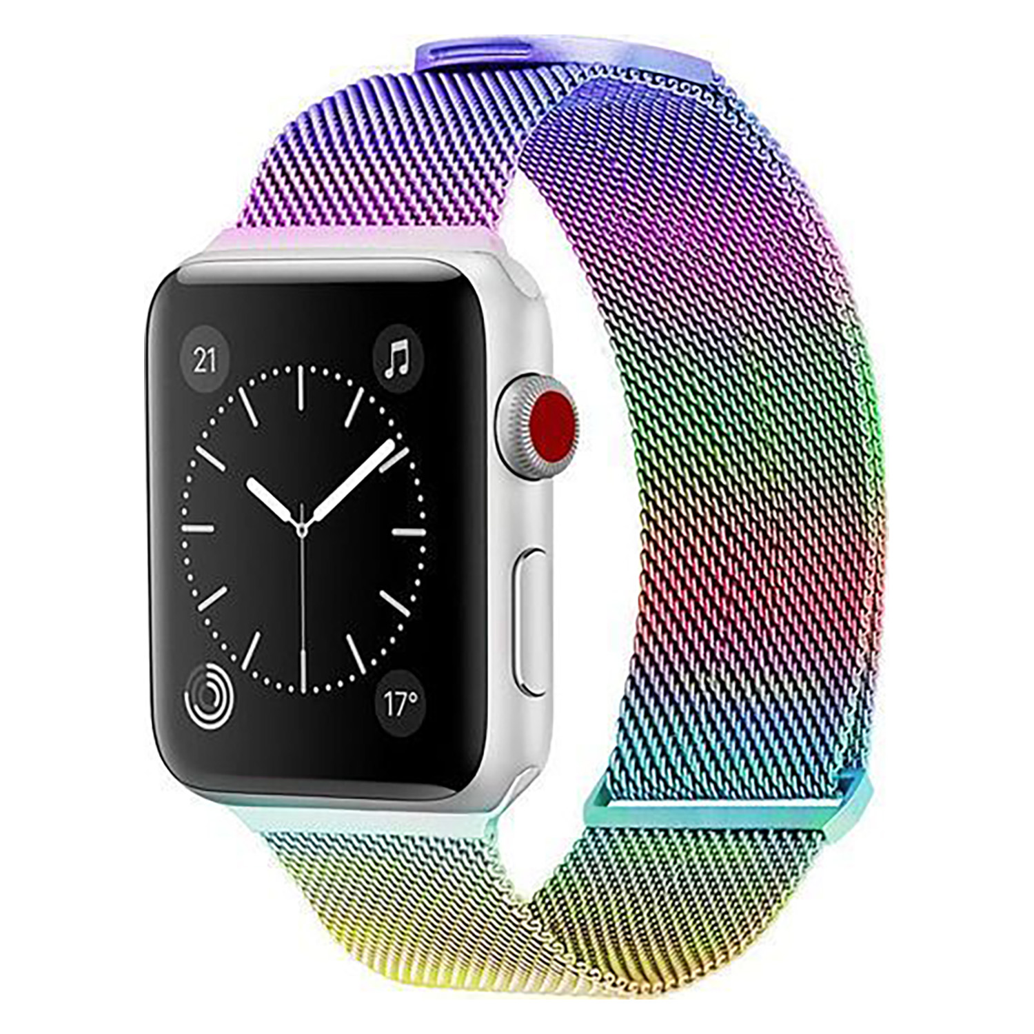 AppleWatch49/45/44/42mm用メッシュステンレスバンド レインボー