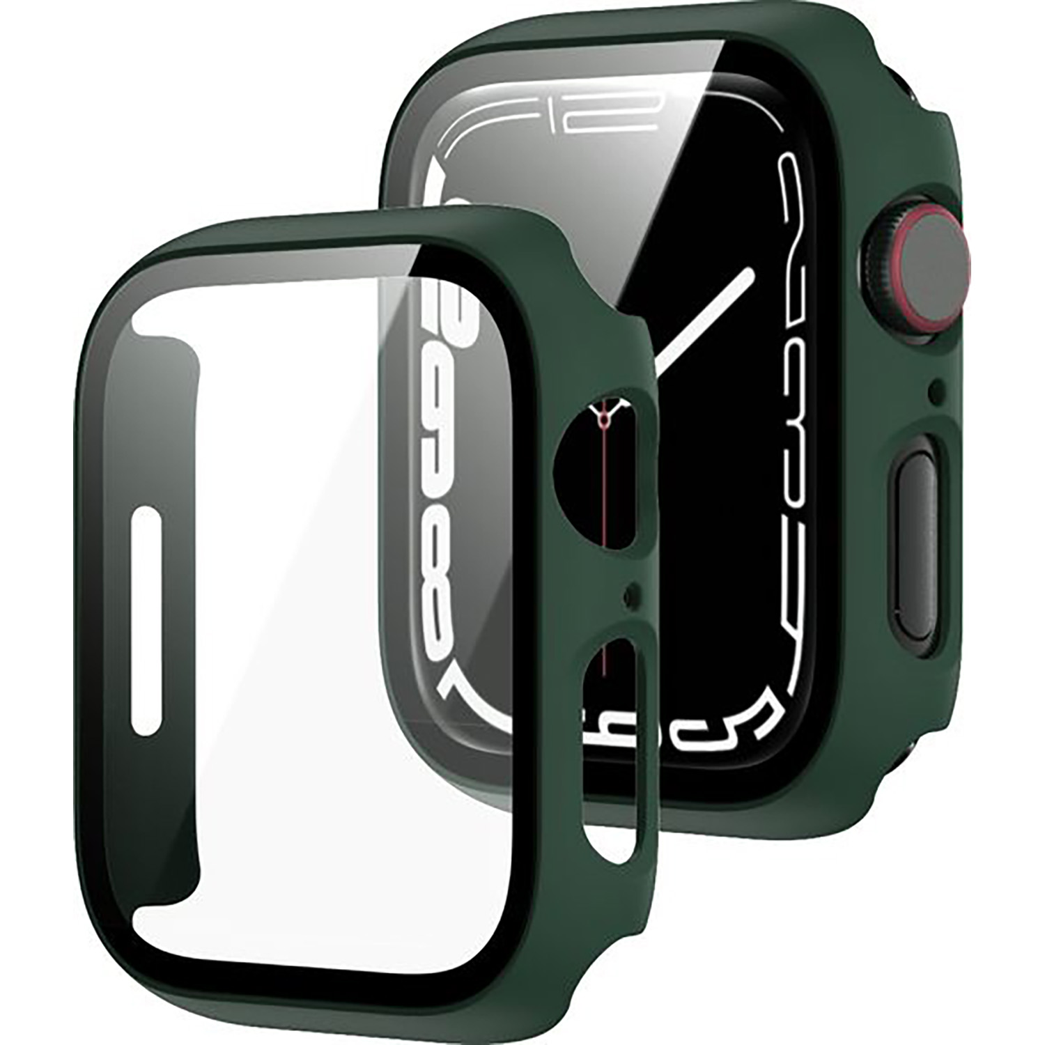 AppleWatch41/40mm用液晶全画面保護ガラスハードケース グリーン