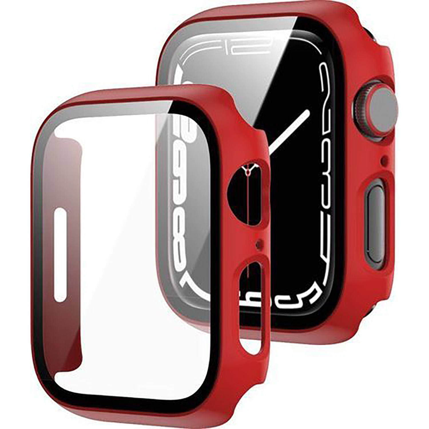 AppleWatch41/40mm用液晶全画面保護ガラスハードケース レッド