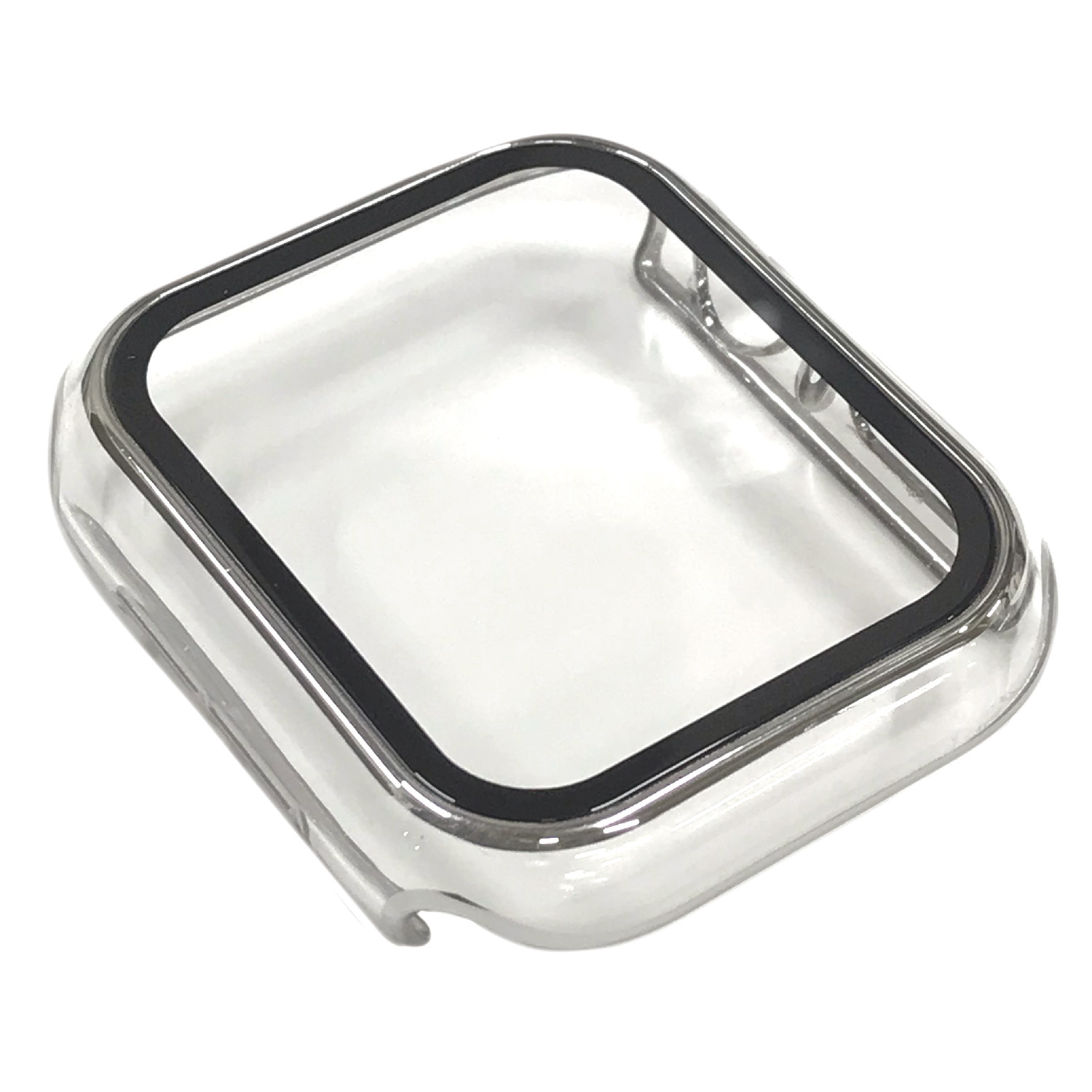 AppleWatch45mm用全面保護クリアケース シルバー