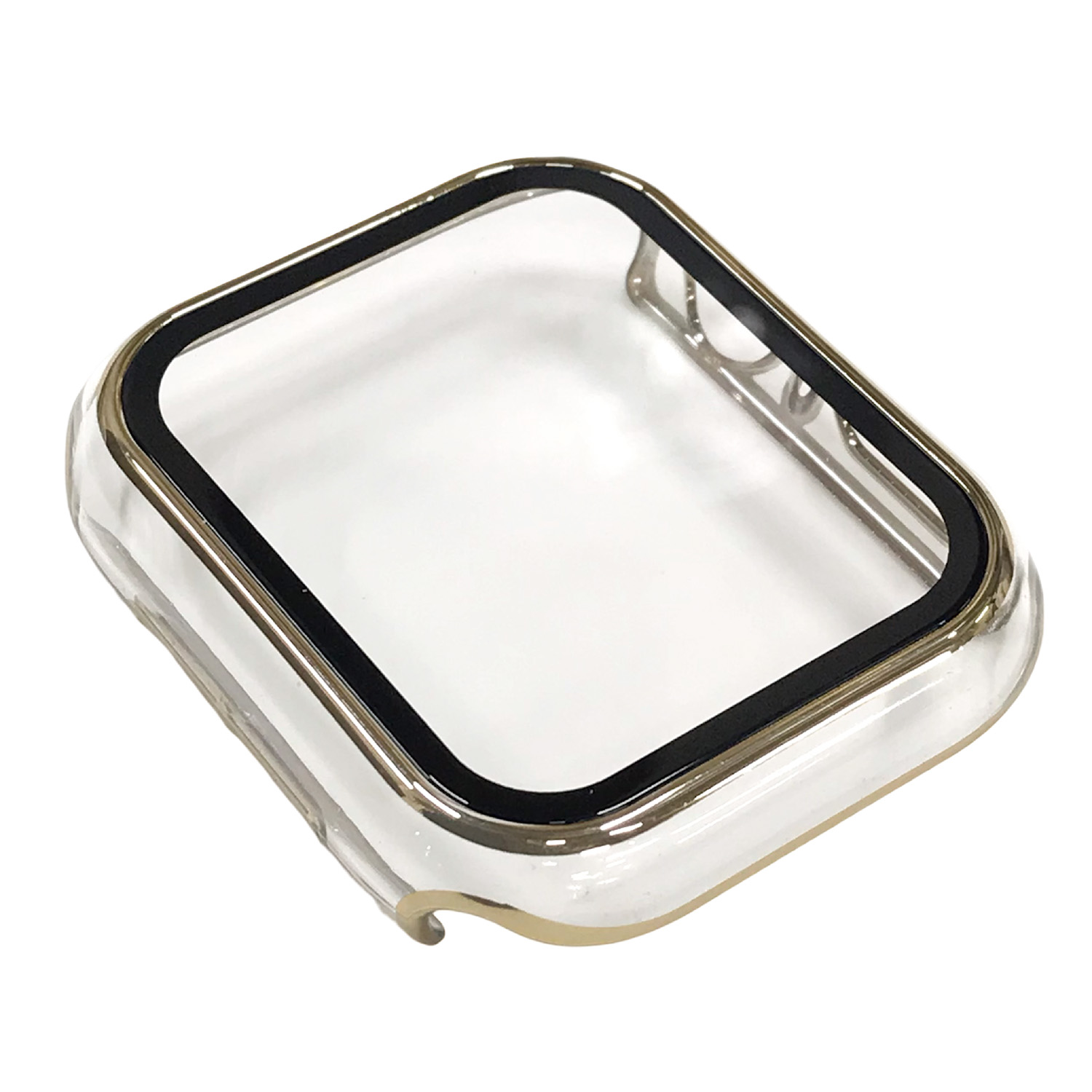 AppleWatch45mm用全面保護クリアケース ゴールド