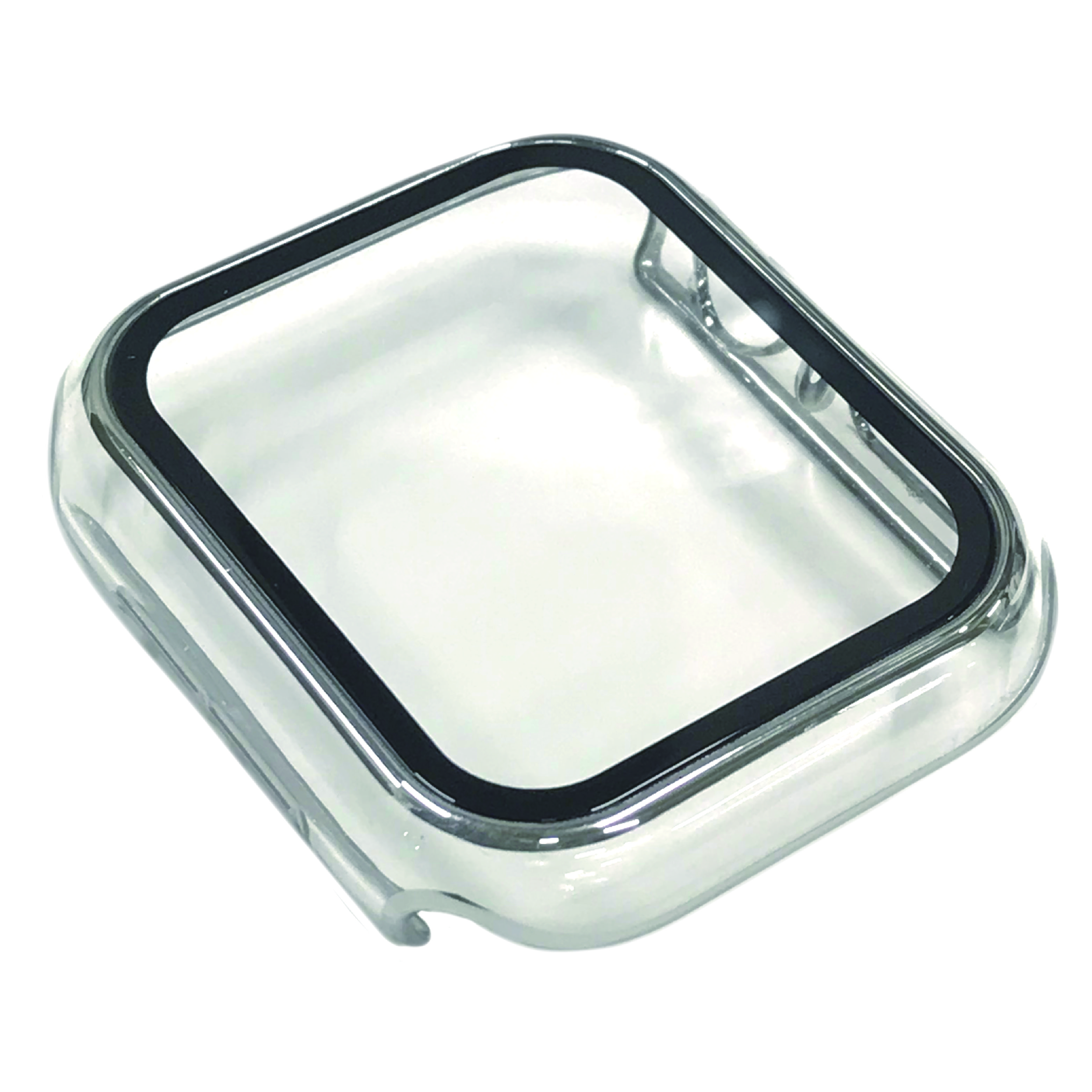 AppleWatch44mm用全面保護クリアケース シルバー