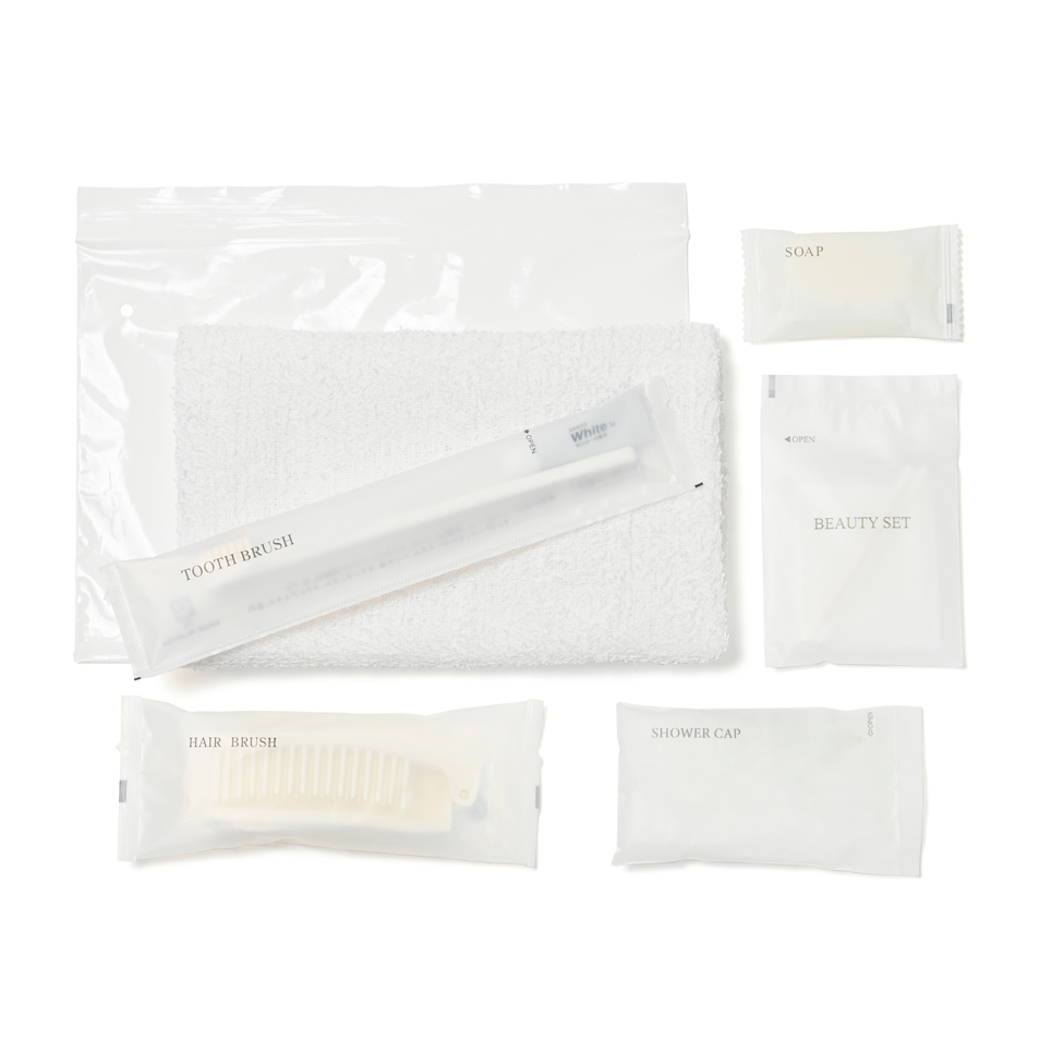 レディース用アメニティ7点セット　白ジッパー袋入り　10セット