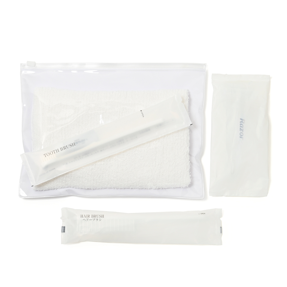 アメニティ5点セット　透明（片面）チャック袋入り　10セット