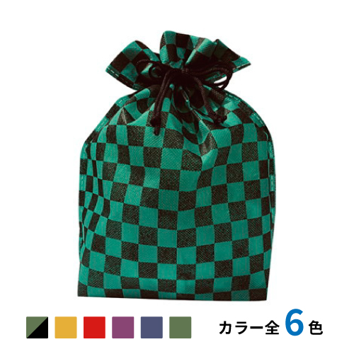 不織布和風柄巾着 市松柄　1,000枚