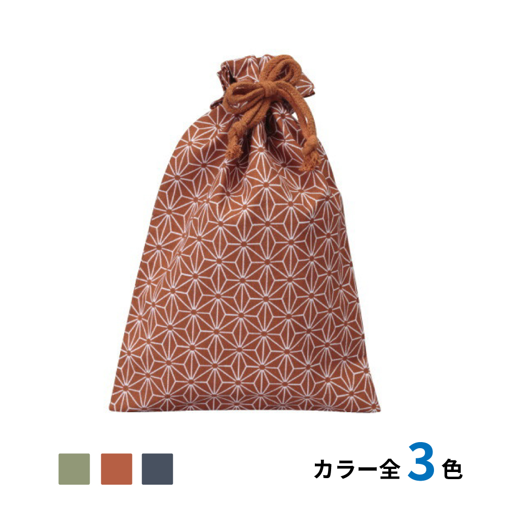 コットン和風柄巾着（小）麻の葉柄　500枚