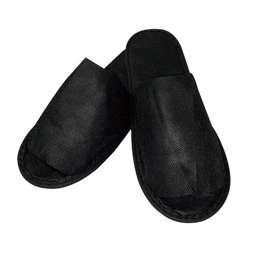 リサイクル不織布スリッパ 前開き 黒（袋入）　350足