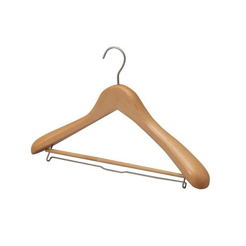 木製プレミアムハンガー 木目天然色 （ピンチ無）　40本