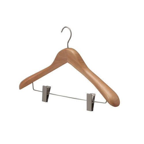 木製プレミアムハンガー 木目天然色 （ピンチ有） 40本
