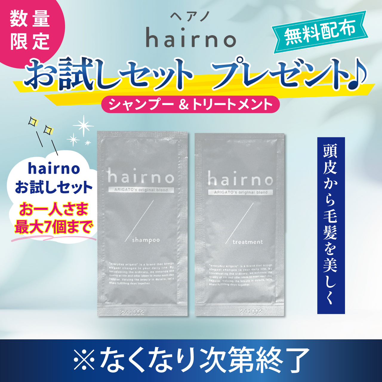 未使用品☆ hairno （ヘアノ）シャンプー&トリートメント hairno シャンプー・トリートメントセット – N Market