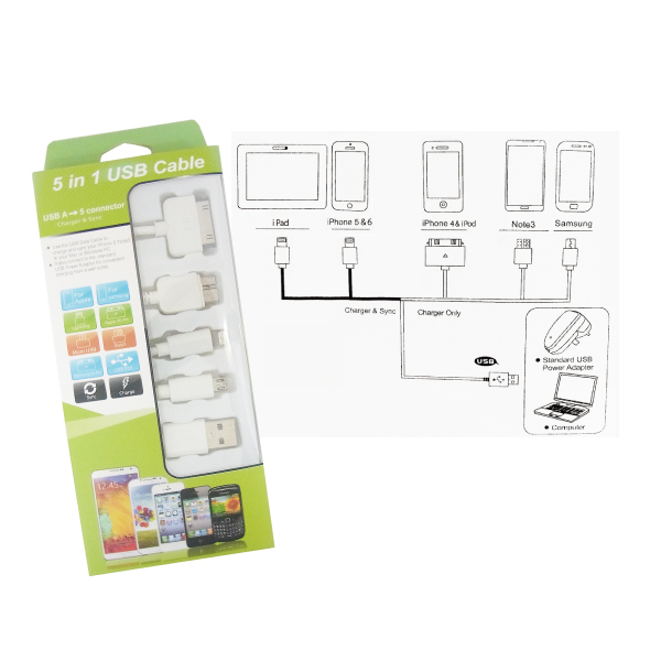 5種類コネクターUSBケーブル