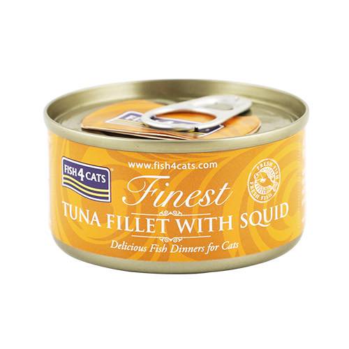 【FISH4CATS】フィッシュフォーキャット 缶詰「ツナ＆イカ」TUNA FILLET WITH SQID