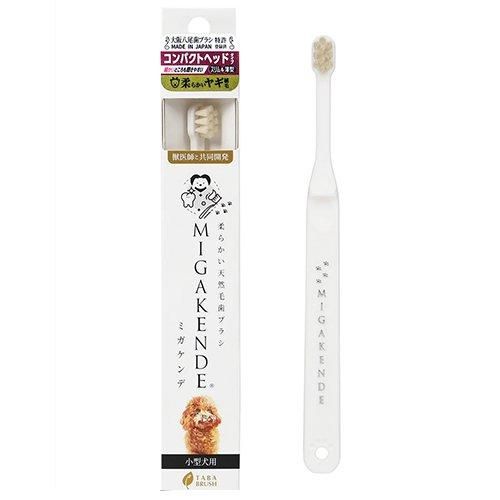【MIGAKENDE】ミガケンデ　柔らかい天然毛歯ブラシ　小型犬用　コンパクトヘッド