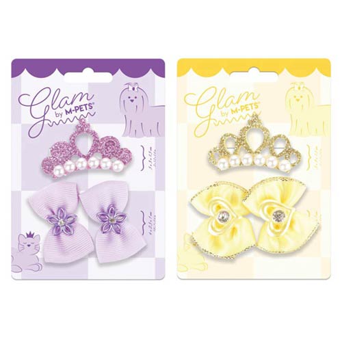【M-PETS】エムペッツ　GLAMヘアーアクセサリー CLIP&RUBBER ティアラ＜全2色＞