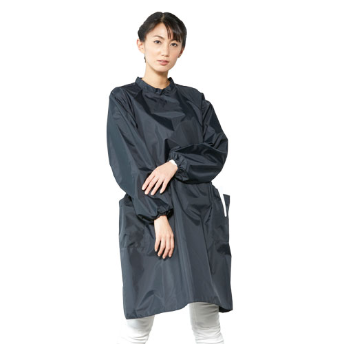 【ワコウ】ヘアダイエプロン （袖付）黒