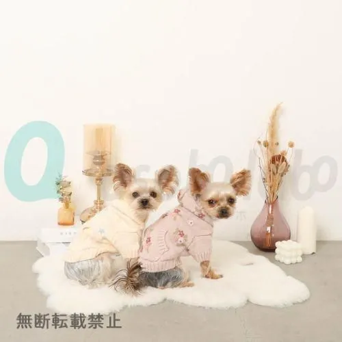 【moncheri】モンシェリ　フラワーハンドメイド刺繍ニットパーカー