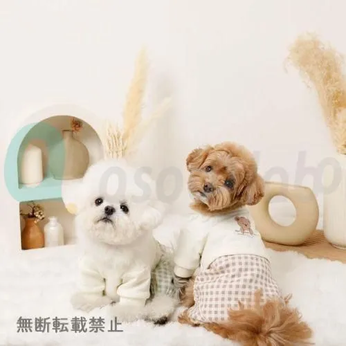 【moncheri】モンシェリ　くまさんトップスチェックボトムロンパース