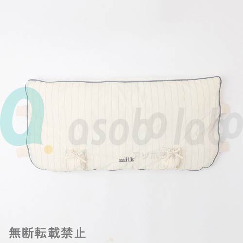 【moncheri】モンシェリ　ストライプ柄リボンポケットあごのせクッションカバー（カバー単品）