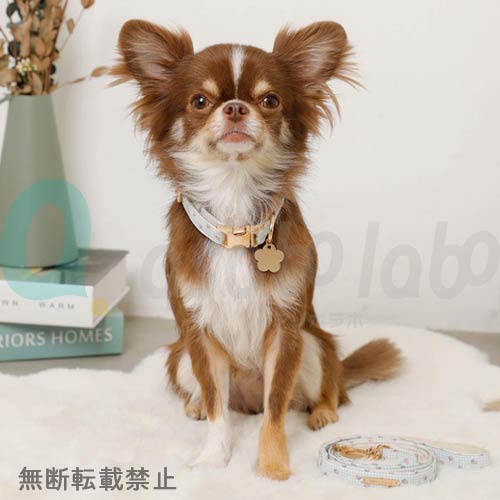 【moncheri】モンシェリ　ギンガムチェックいちごフラワーチャームカラー+リードSET