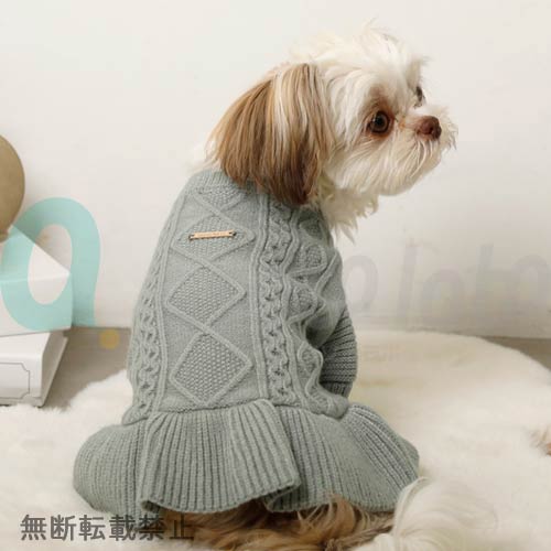 【moncheri】モンシェリ　ニットケーブルフリルワンピース　＜全4色＞