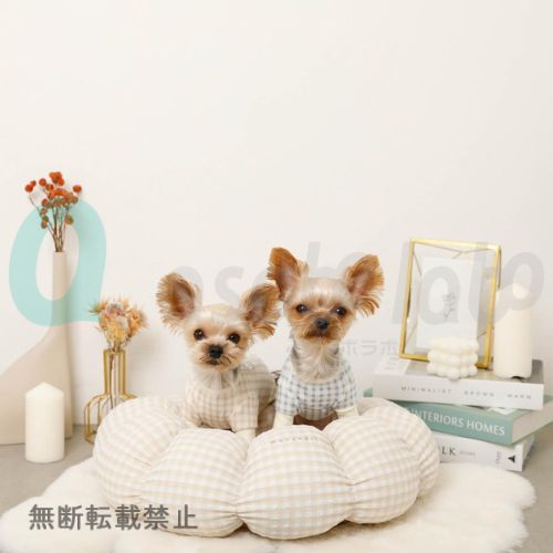 【moncheri】モンシェリ　ギンガムチェックドーナツクッションベッド