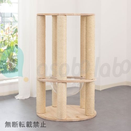 ONEKOSAMA OINUSAMA　天然木製フラワー2段タワー　MAISON コットン縄