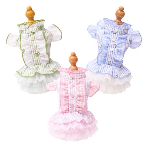 【GODPIVA】ストライプリボンフリルワンピース［ゴッドピバ］