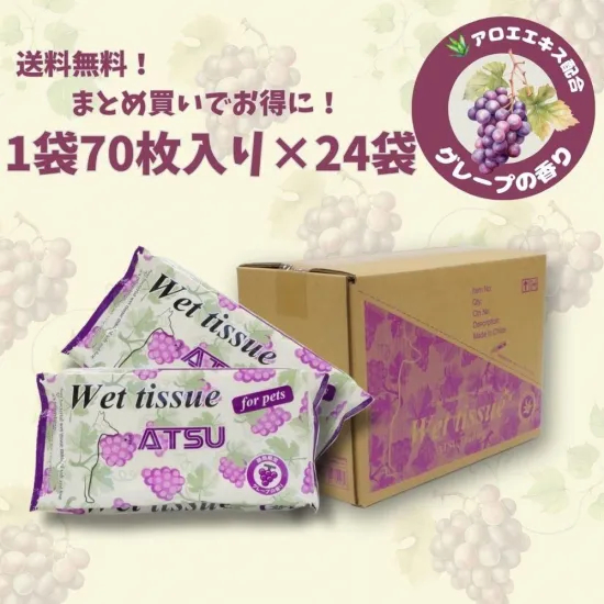 ウェットティッシュ グレープの香り 1ケース 70枚入×24袋