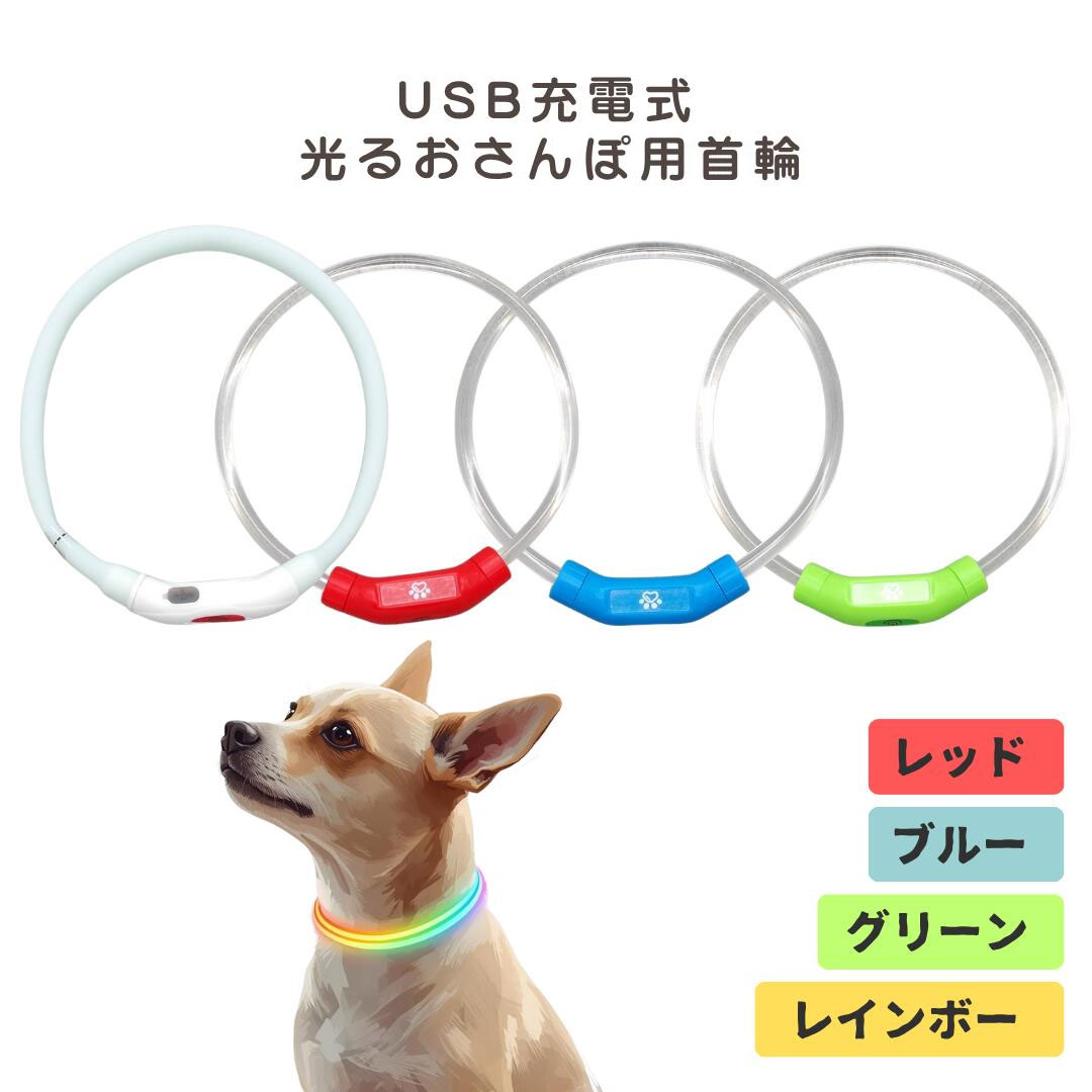 犬用 光るおさんぽ用首輪 USB充電式 40cm