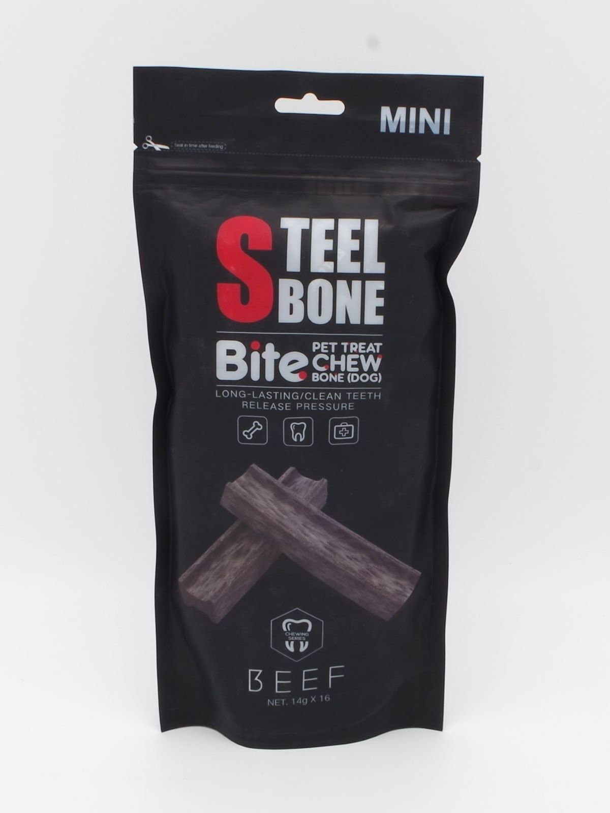 犬用おやつ スチールボーン（STEEL BONE） MINI（14ｇ×16本入り）BAG ビーフ