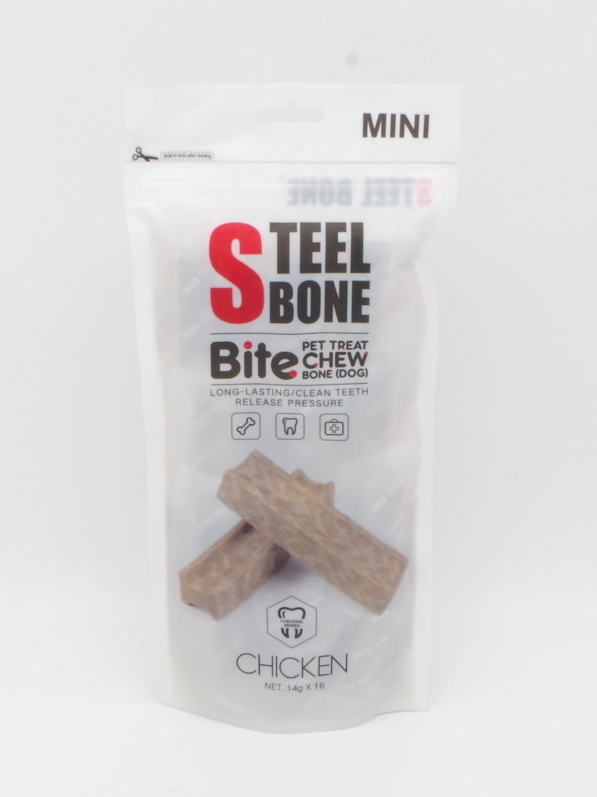 犬用おやつ スチールボーン（STEEL BONE） MINI（14ｇ×16本入り）BAG チキン