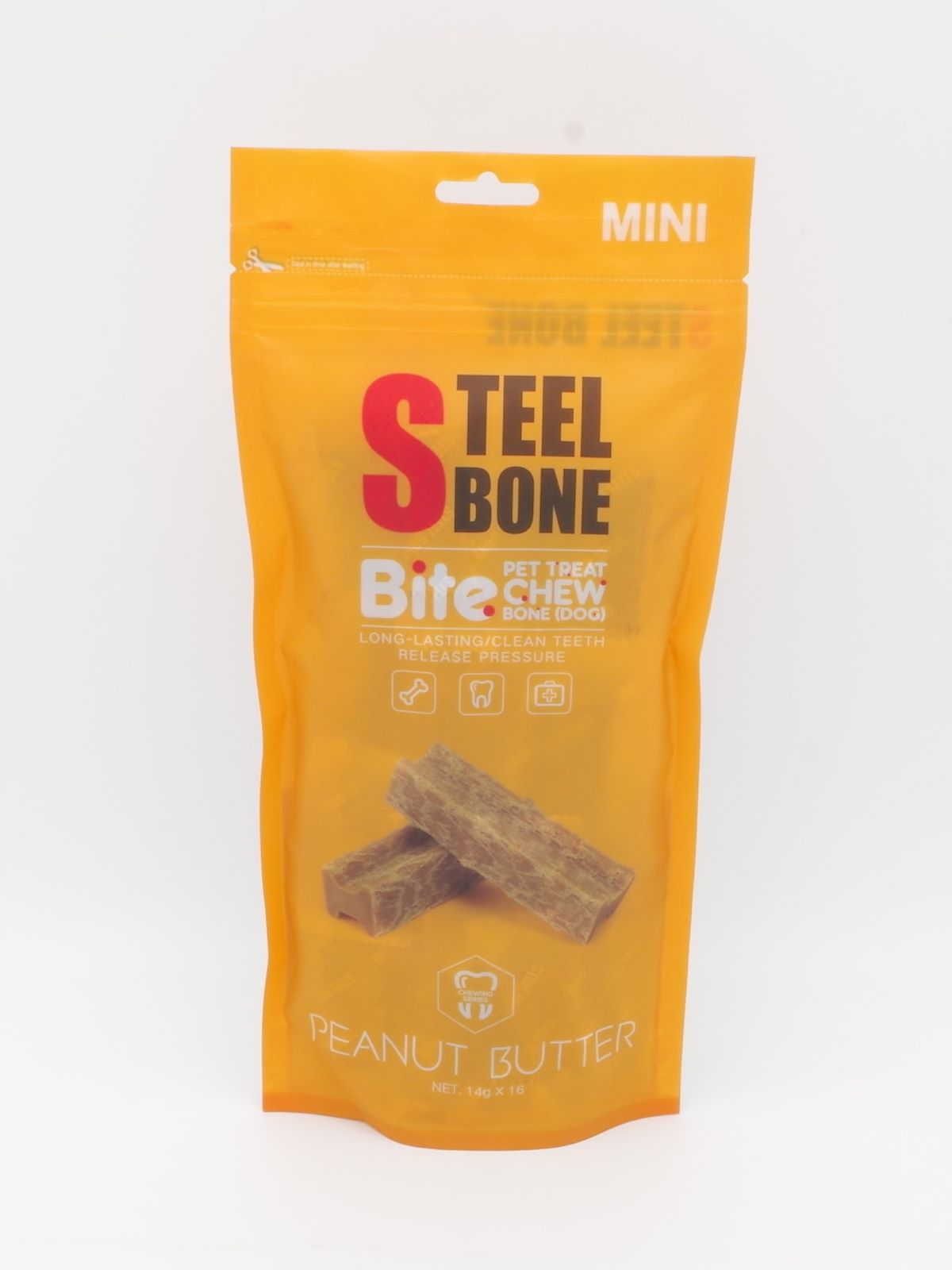犬用おやつ スチールボーン（STEEL BONE） MINI（14ｇ×16本入り）BAG ピーナッツバター