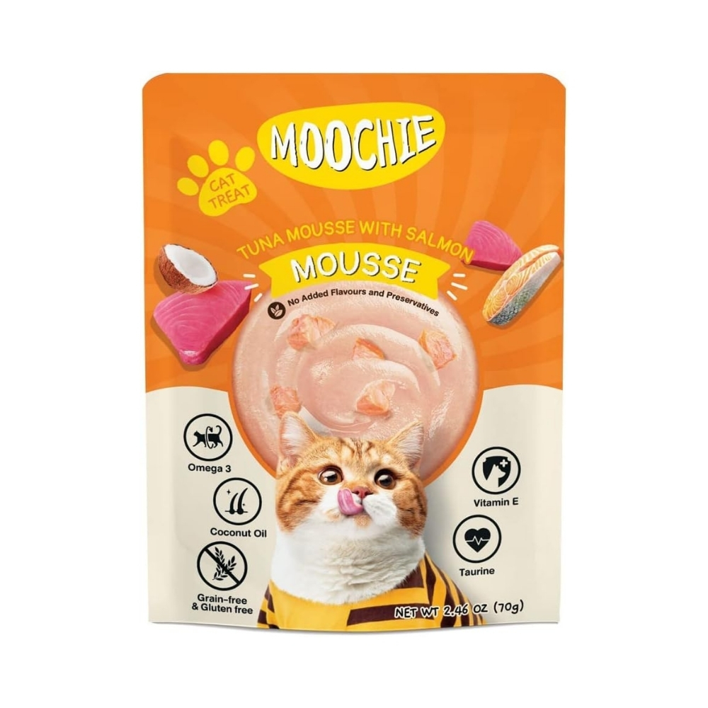 【猫用 おやつ】Moochie/ムーシー パウチ ツナムースwithサーモン (40g×12袋)