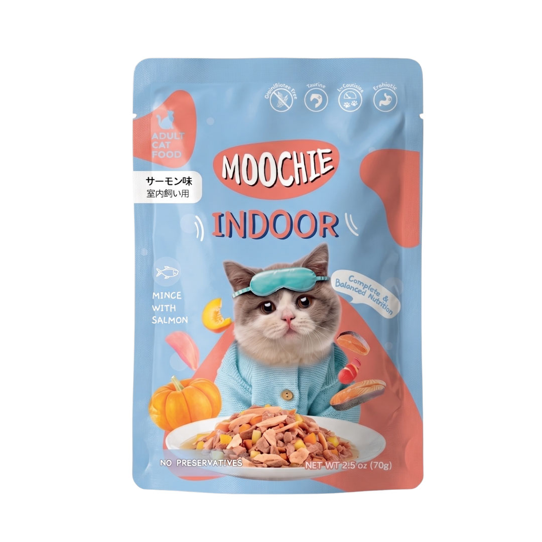 【猫用 おやつ】Moochie/ムーシー パウチ インドア サーモン (70g×12袋)