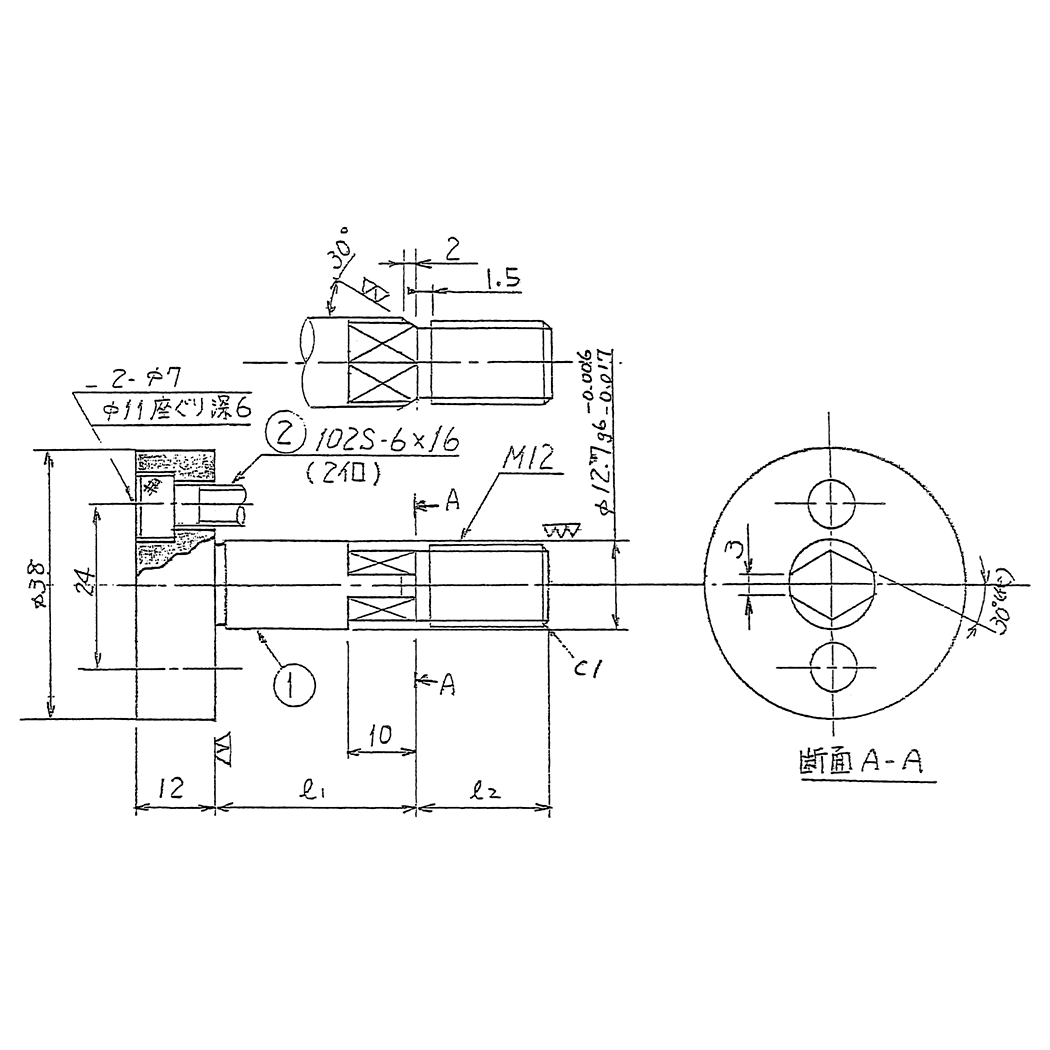 ネジ付ダイヤモンドピン 474S　称呼:1/4