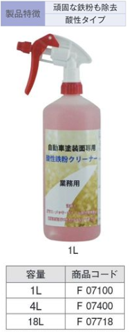F07718 ﾎﾞﾃﾞｨｰ用酸性鉄粉ｸﾘｰﾅｰ 18L