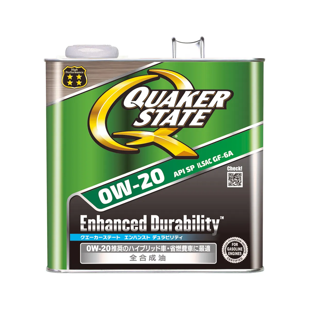 QUAKER STATE クエーカーステート エンハンスト デュラビリティ 0W-20 API:SP ILSAC: GF-6A 3L 全合成油 4輪ガソリン車用