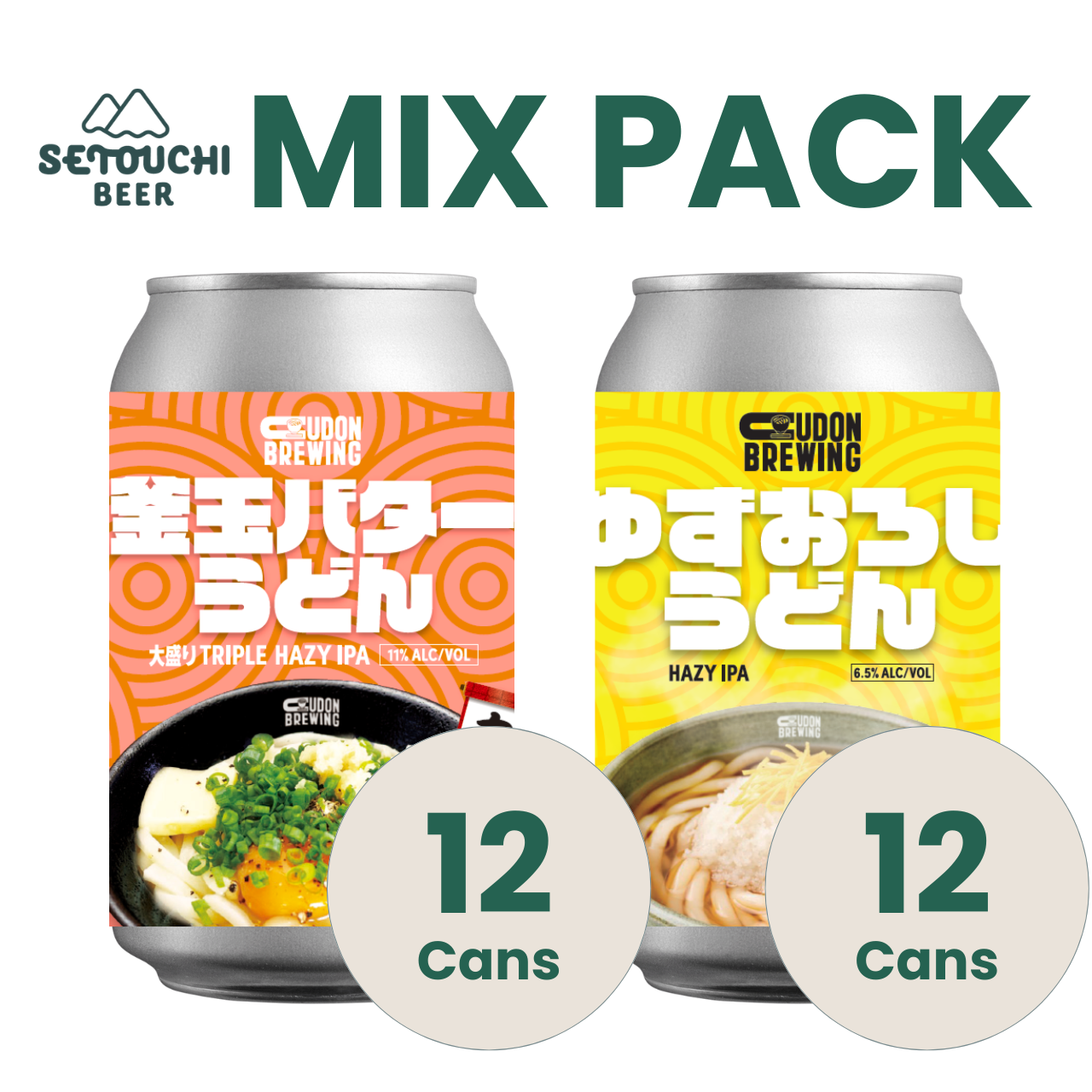 【MIX PACK】釜玉バターうどん 12缶とゆずおろしうどん 12缶<B9028>