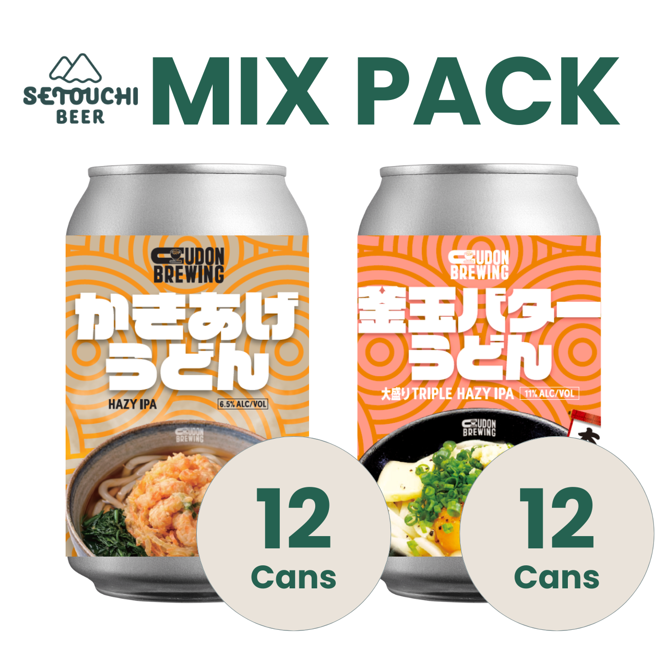 【MIX PACK】かきあげうどん 12缶と釜玉バターうどん 12缶<B9031>