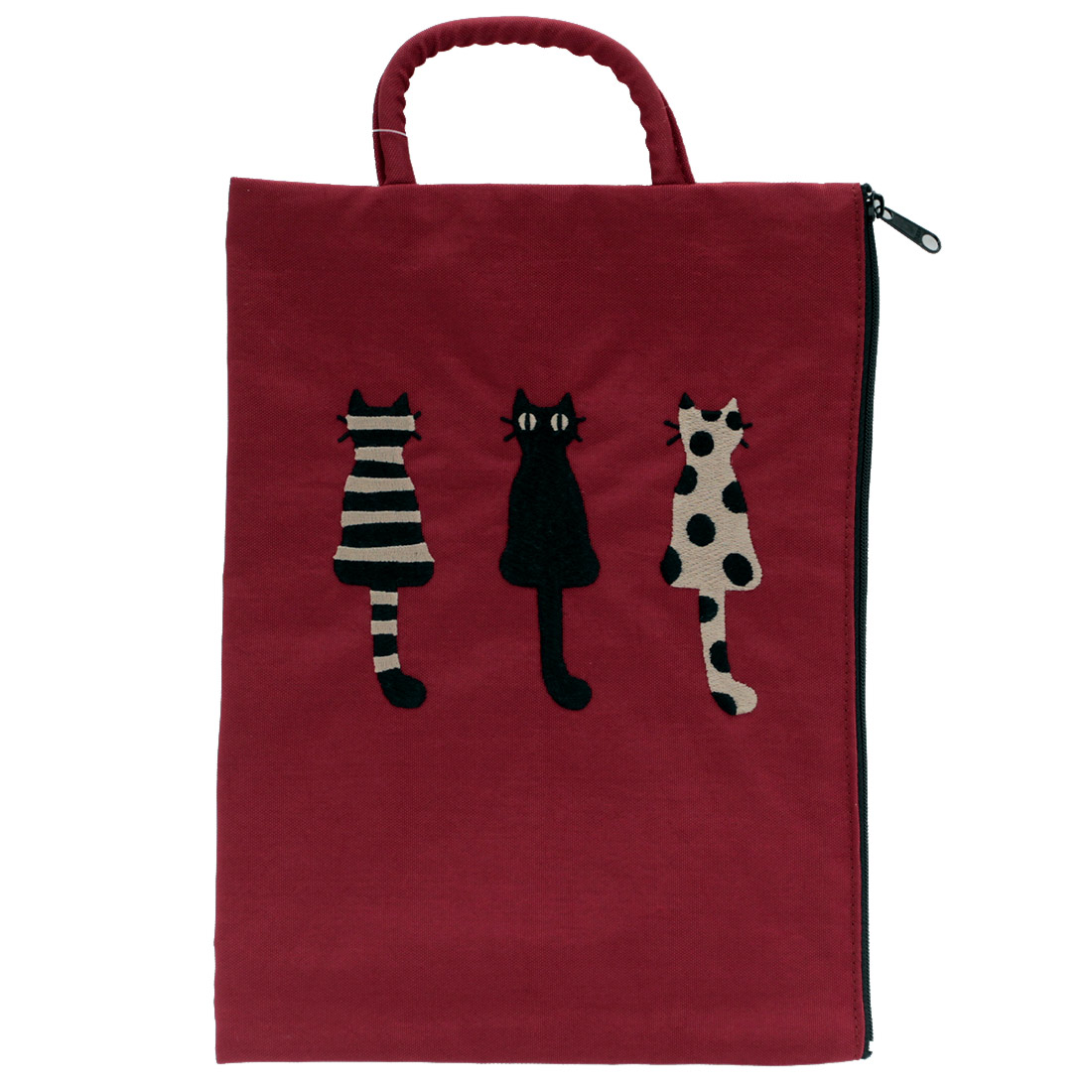 アツコマタノ　刺繍プラップポーチ　仲良し猫　レッド　【Atsuko Matano】