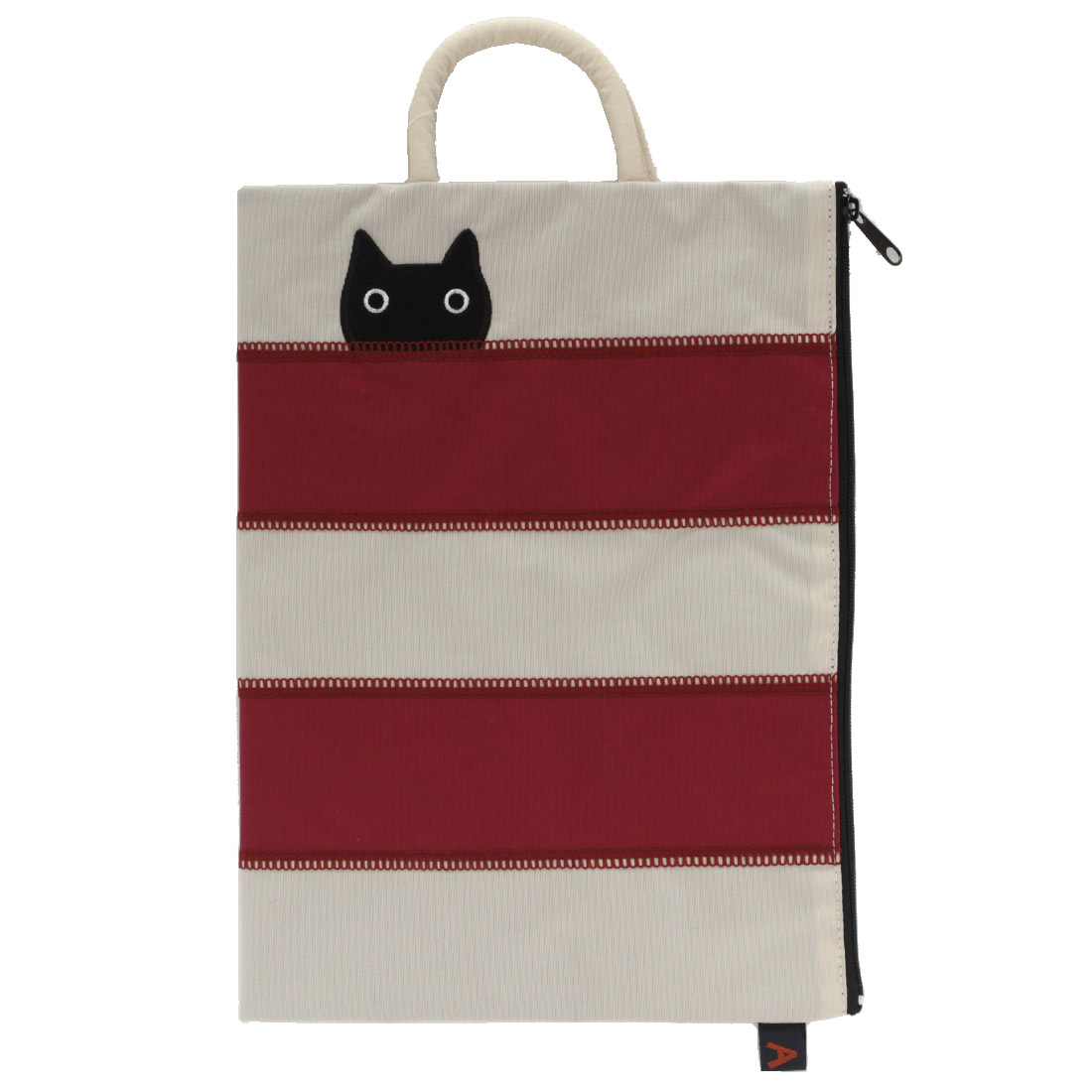 アツコマタノ　プラップポーチ　ボーダー猫　レッド　【Atsuko Matano】