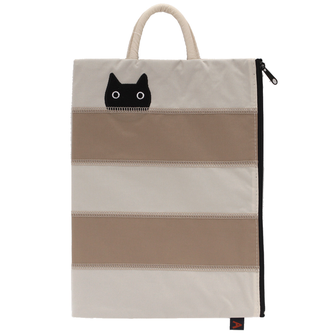 アツコマタノ　プラップポーチ　ボーダー猫　ベージュ　【Atsuko Matano】