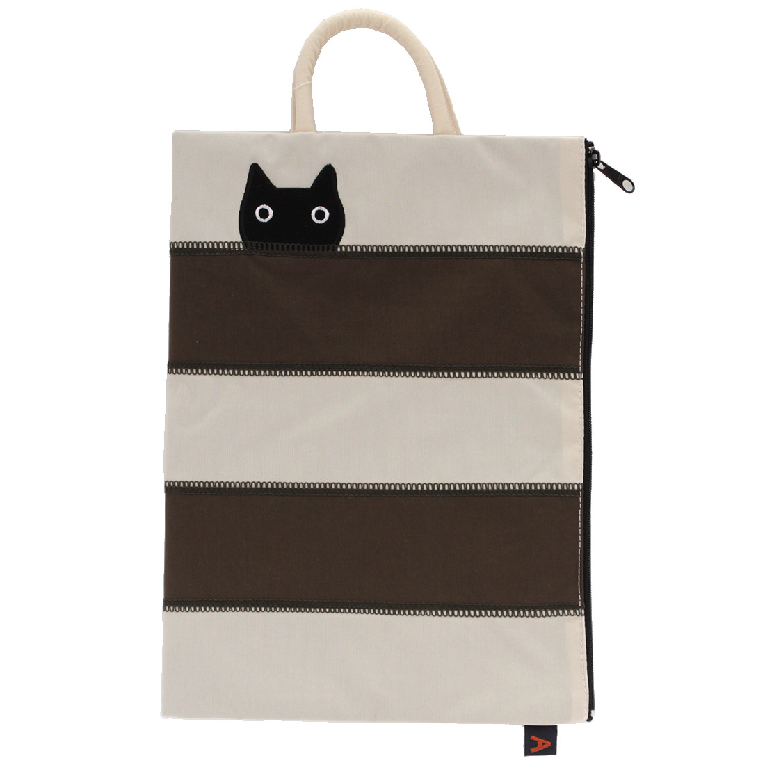 アツコマタノ　プラップポーチ　ボーダー猫　ブラウン　【Atsuko Matano】