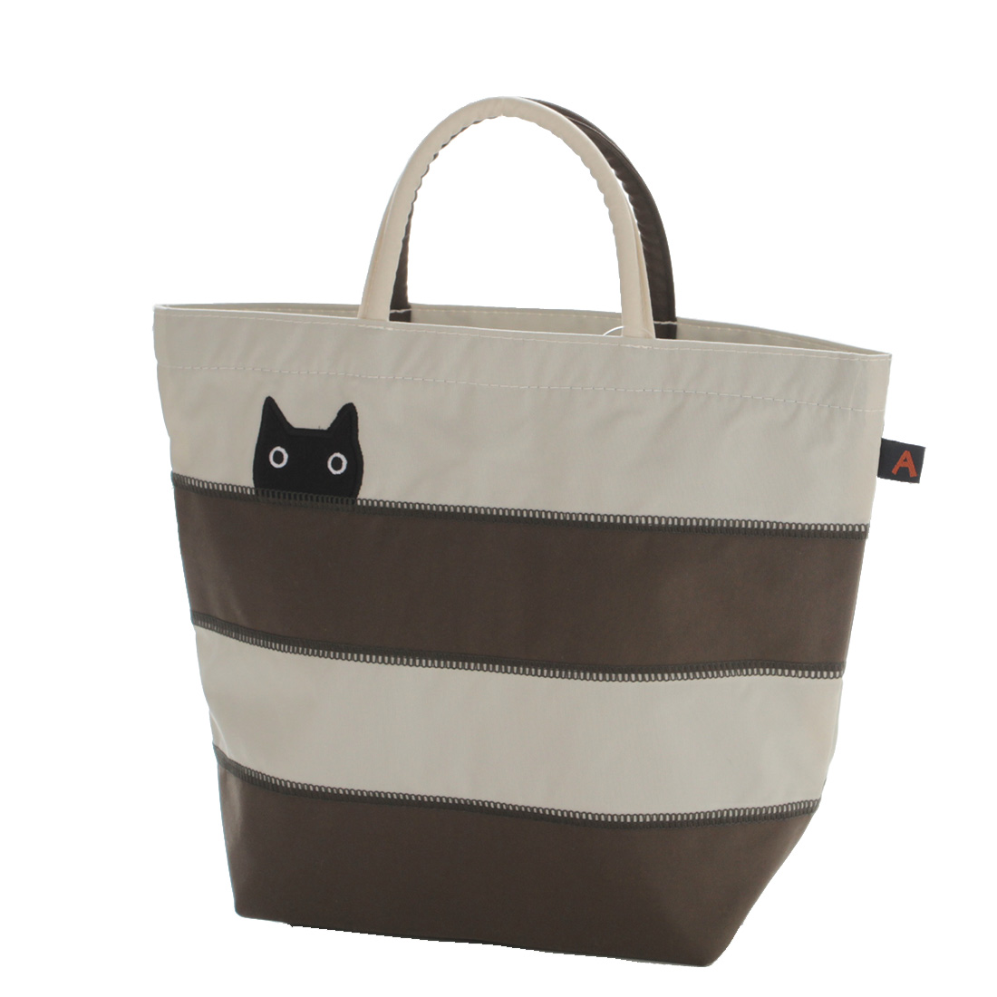 アツコマタノ　ボーダー猫　ミニバッグ　ブラウン　【Atsuko Matano】