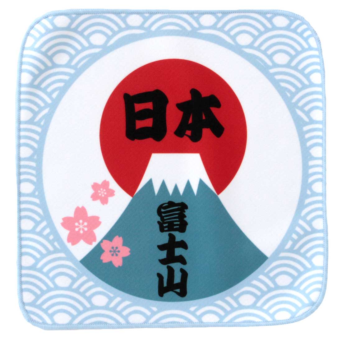 ビーエヌラボ　スマホ・メガネ拭き ハンカチ　日本　富士山　ブルー　【BNLABO】