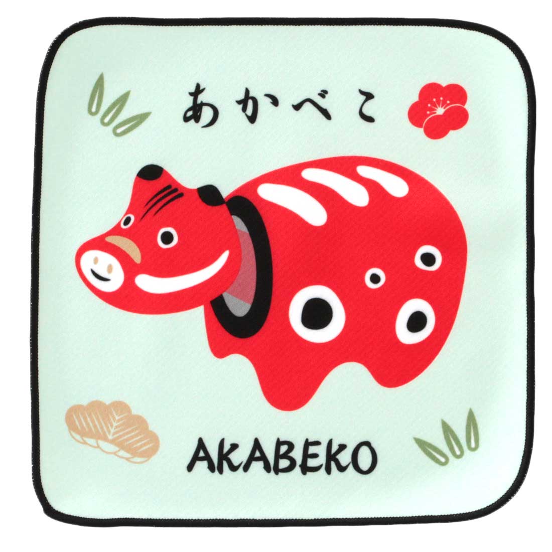 ビーエヌラボ　スマホ・メガネ拭き ハンカチ　日本　赤べこ　レッド　【BNLABO】